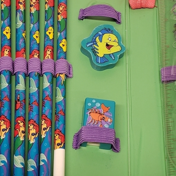 Disney 5.5" x 8.5" Little Mermaid Zippered Pencil Case with Pencils Vintage - Picture 10 of 14
